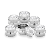 Dynore 6- Smiley Dabba Steel Silver Spice Container ( Set of 6 ) - Silver