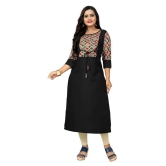 Rangrasiya - Black Cotton Blend Women's Straight Kurti ( Pack of 1 ) - 3XL