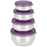 HomePro Bowl 4pcs With Lid Steel Purple Food Container ( Set of 4 ) - Purple