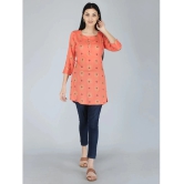 HIGHLIGHT FASHION EXPORT - Peach Rayon Womens Straight Kurti ( Pack of 1 ) - None