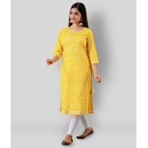 Lee Moda - Yellow Cotton Blend Womens Straight Kurti - XL