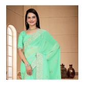 Om Shantam Sarees Georgette Embroidered Saree With Blouse Piece - Sea Green ( Pack of 1 ) - Sea Green