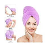 GLOBLE ENTERPRISE Microfiber Hair Wrap Towel Drying Bath Spa Head Cap Turban Wrap ( PACK OF 4 ) - Multi Color