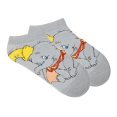 Balenzia X Disney Character Cushioned Ankle socks for women-Dumbo (Pack of 1 Pair/1U)-Grey-Stretchable from 19 cm to 30 cm / 1 N / GREY