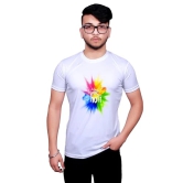 NITYANAND CREATIONS Round Neck White Holi T-Shirt for MEN-HOLI-T-SHIRT-11534-L