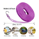 Homspurts 5 Meters Windproof Anti-Slip Clothes Washing Line Drying Nylon Rope with Hooks