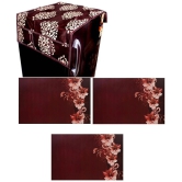 Fabolic Polyester Floral Printed Fridge Mat & Cover ( 93 53 ) Pack of 4 - Brown - Brown