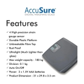 AccuSure Digital Electronic LCD Personal Body Fitness Weighing Scale 180 Kg Capacity