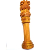 Wooden Article carved lion head and Ashoka Chakra