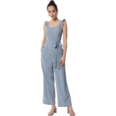 ALL WAYS YOU Women jumpsuit Poly Crepe fabric with Sleeveless & U Neck Blue XXL