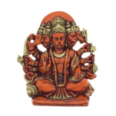 COPPERHOARD Multi Gold Colour Resin Panchmukhi Hanuman Murti Vintage Statue for Home Temple (Saffron)