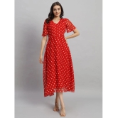 Curvydrobe Georgette Printed Midi Womens Fit & Flare Dress - Red ( Pack of 1 ) - None