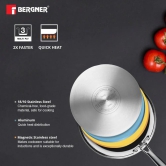 Bergner Argent Tri-Ply Fry Pan | Gas & Induction Compatible | Silver 20 cm