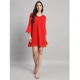 Curvydrobe Georgette Solid Mini Womens A-line Dress - Red ( Pack of 1 ) - None