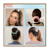 LYKAA Fur Microfabric Hair Scrunchies Elastics Ponytail Holders for Women & Girls - 3 Pcs Multicolor - Multi