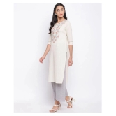 Vbuyz - Off White Cotton Womens Straight Kurti ( Pack of 1 ) - XXL