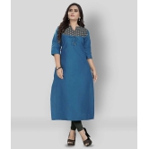 Rangrasiya - Blue Cotton Womens Straight Kurti ( Pack of 1 ) - L