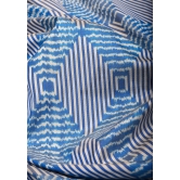 Blue and White Base Ikkat Optical Illusion Design Patola with Kanjivaram Pure Silk Fusion Saree and contrast Red Border | SILK MARK CERTIFIED