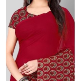 Anand Sarees - Red Georgette Saree With Blouse Piece (Pack of 1)