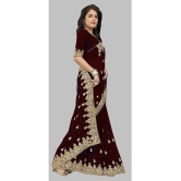 Om Shantam Sarees - Coffee Georgette Saree With Blouse Piece ( Pack of 1 ) - Coffee