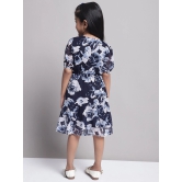 MINI & MING Girls Floral Printed Georgette Fit & Flare Dress