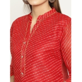 Queenley - Red Silk Women's Straight Kurti ( Pack of 1 ) - None