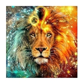 GEEO DIY 5D Moon Diamond Lion River Bridge Painting Kit,Drill Rhinestone Embroidery Cross Stitch Art Kit Wall Hangings Night Scene for Home Wall Decor Arts Craft (5D Lion Painting Kit)