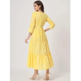 AMIRAS INDIAN ETHNICWEAR Cotton Printed Ankle Length Womens Fit & Flare Dress - Yellow ( Pack of 1 ) - None