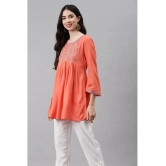 HIGHLIGHT FASHION EXPORT - Peach Rayon Womens A-line Kurti ( Pack of 1 ) - L