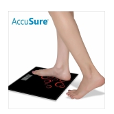 AccuSure Black & Silver Digital Bathroom Weighing Scale, LCD Panel,6mm Tempered Glass - 1Yr Warranty