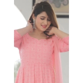 Rose Pink Chikankari Anarkali Suit Set Pink XXXL