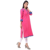 DESHBANDHU DBK - Pink Cotton Womens Straight Kurti - None