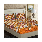 HOMETALES Microfiber Floral Double Bedsheet with 2 Pillow Covers- Brown - Brown