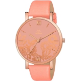 Septem Peach Leather Analog Mens Watch