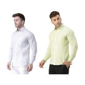 KLOSET By RIAG 100% Cotton Regular Fit Solids Full Sleeves Men's Casual Shirt - Lime Green ( Pack of 2 ) - None