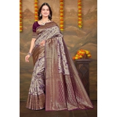 Om Shantam Sarees Kanjivaram Silk Woven Saree With Blouse Piece - Lavender ( Pack of 1 ) - Lavender