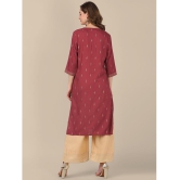 Rangita Women Rayon Maroon Gold Printed Placket Knee Length Straight Kurti - None