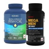 GNC Triple Strength Fish Oil- 60 Softgels & GNC Mega Men One Daily Multivitamin for Men- 60 Tablets (Combo)