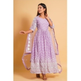 Estela - Purple Anarkali Organza Women's Stitched Salwar Suit ( Pack of 1 ) - None