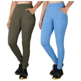 KARARO JEGGINGS - Cotton Blend Skinny Fit Olive Womens Jeggings ( Pack of 2 ) - None