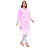 Lavangi Women Lucknow Chikankari Baby Pink Georgette Kurti with Matching Cotton Inner