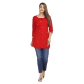 JC4U - Red Rayon Womens Straight Kurti ( Pack of 1 ) - XL