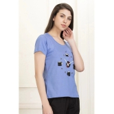 Clovia Cotton Night T-Shirt - Blue - None