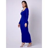 Built in Bra And Shapewear Blue Full Sleeves Dress