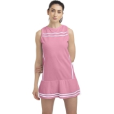 Women Striped Round Neck Poly Cotton Pink T-Shirt