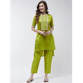 Pannkh Womens Festive Embroidered High-Low Kurta With Matching Pants - None