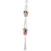 NUEVOSGHAR MACRAME HANGING PLANTER Door Hanging Beige - Pack of 1