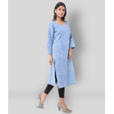 DESHBANDHU DBK - Blue Cotton Womens Straight Kurti - None