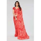 Kashvi Sarees Georgette Printed Saree With Blouse Piece - Red ( Pack of 1 ) - Red