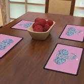 Indigifts Dinning Table Mat 12X18 Inches Set of 4 - Pink Designer Printed Placemats, Rectangular 4 Seater Dinning Table Decor Mats